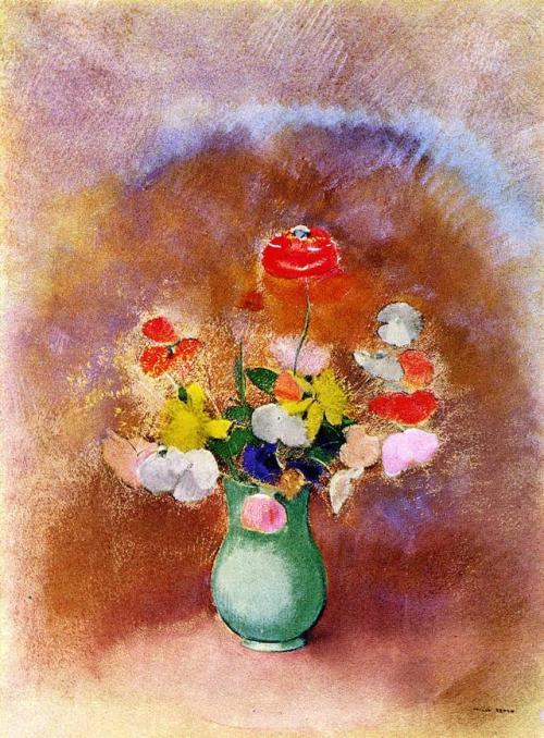 artist-redon - Poppies in a Vase, Odilon RedonSize - 64.14x48.26...