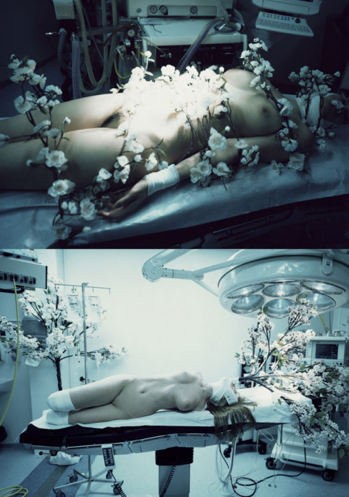 pikeys:  Flowers of Sickness, by Marcel Van Der Vlught From the series “A New Day” these images depict the “flowers of illness”, featuring nude women in hospital regalia entwined in flowers to represent fragility and trauma 