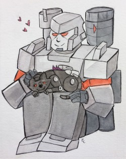 stuffedart:  @robotlovesong13 And old mech and his cat ^^