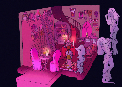 concept art for the interior of the magic shop from my thesis film! ☺done in august 2020 