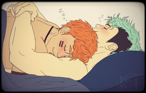 moosoppart:fairygodpiggyart:Here, have some fluff. Early morning, messy hair cuddles (after what exa