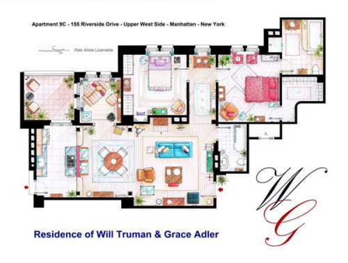 pseudo-functional:  tastefullyoffensive:  Floor Plans of Famous TV Apartments [nikneuk]  this is too fucking cool 