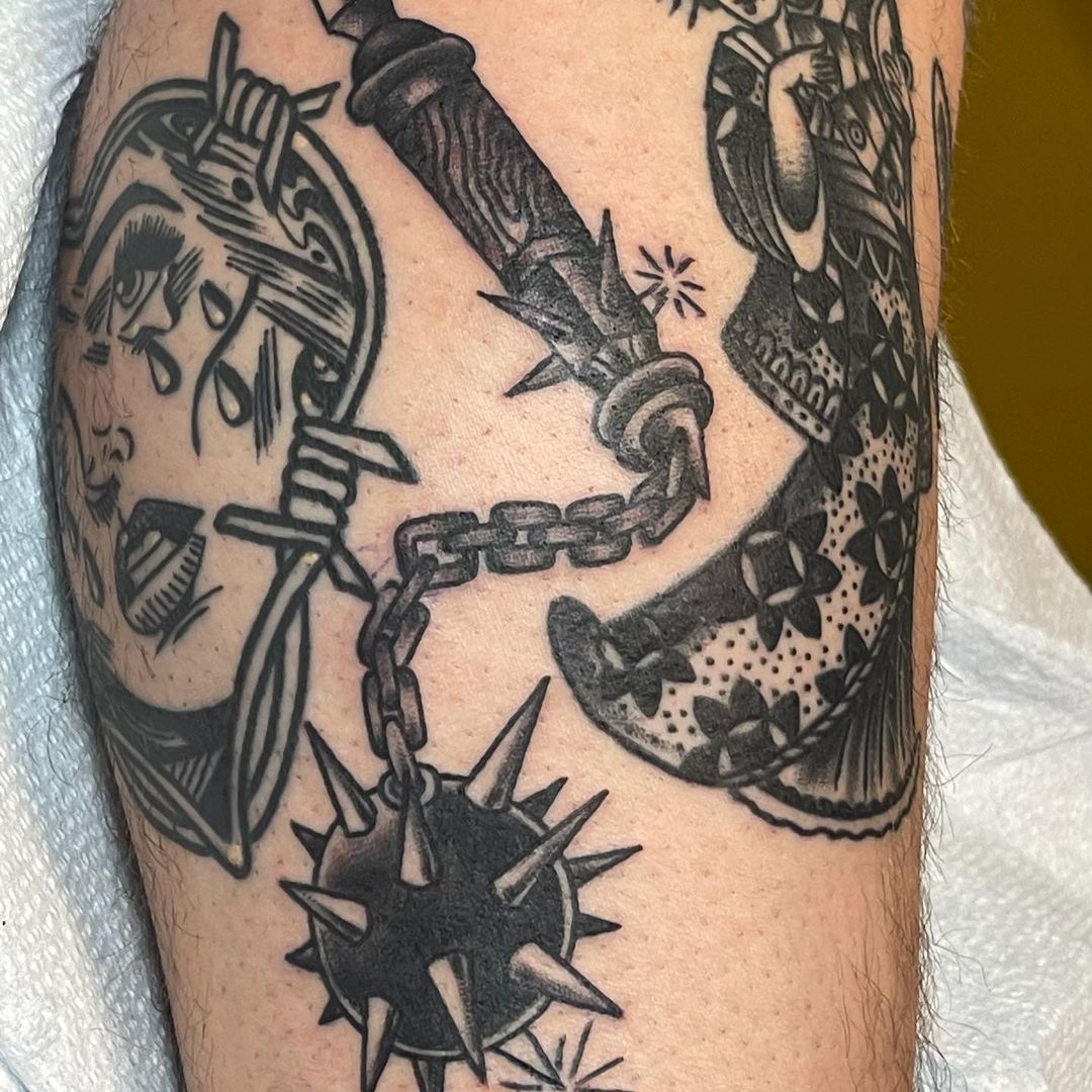 Medieval spiked mace tattoo  Tattoogridnet