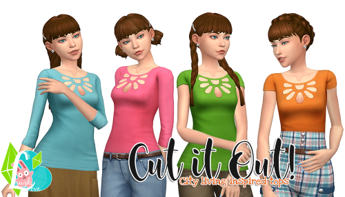 simlaughlove:Cut it Out! Tops - This top was inspired by a City Living full body outfit (you know th