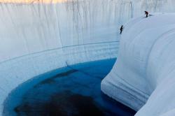 An ice canyon in Greenland. 