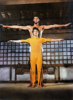 Theacademy:  Bruce Lee And Kareem Abdul-Jabbar In “Game Of Death” In 1973. Lee