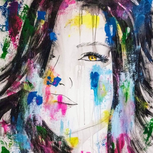 Neon colors in girls portrait. #buyart #onlinegallery  Size: 90x70cm  World Wide Shipping Affordable