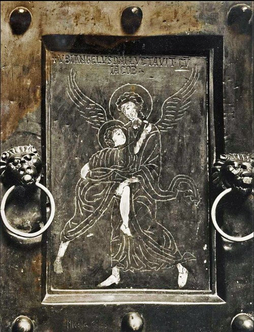 Jacob Wrestling With The Angel, Byzantine Bronze Door, Monte Sant'Angelo, Ca. 1070