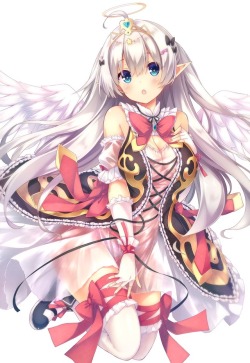 ryo (botsugo) dress no bra pointy ears see through thighhighs wings | #515720 | yande.re