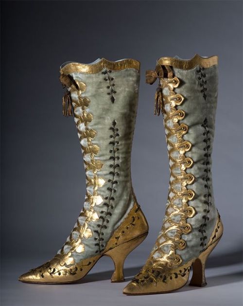 treasures-and-beauty:Boots: ca. 1870, leather boots. 