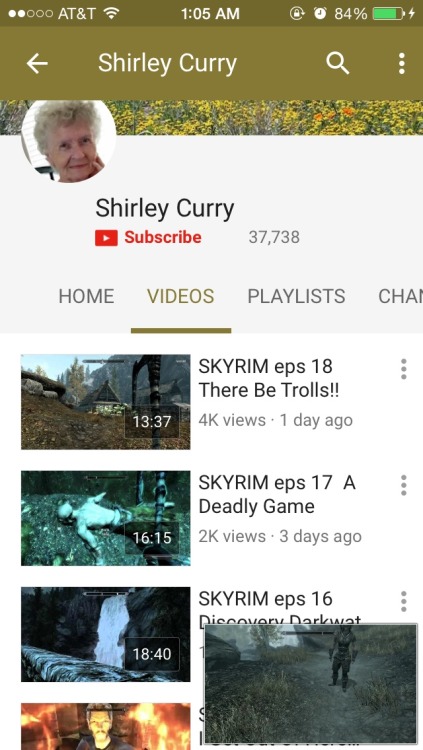 legend-of-sora:uwu-chan:inuzuk:im crying at this little old lady who posts nothing but skyrim videos