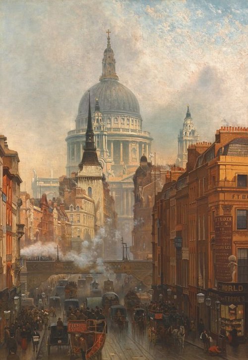 Ludgate, Evening (1887) by John O’Connor (Ireland, 1830-1889). Private Collection.