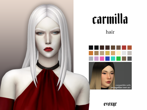 carmilla hair☽  compatible with my evangeline root acc (here)☽  absolutely based on carmilla from ca