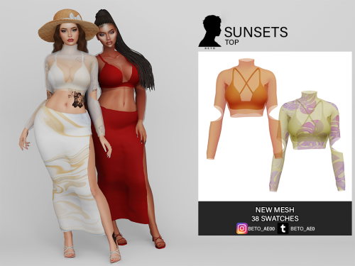 beto-ae0: Sunsets (Top)  - 38 colors- New Mesh- All Lods- All maps DOWNLOAD IN TSR Sunsets (Skirt)  