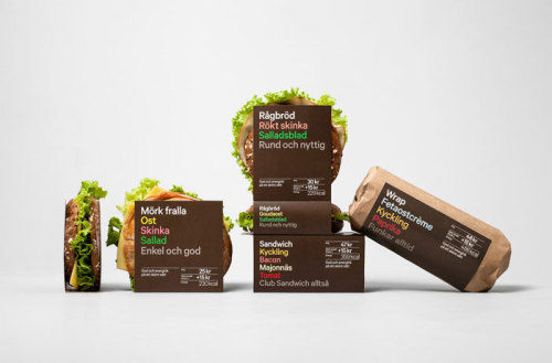 escapekit:  Press­byrån’s fast food range  Sweden based design studio BVD has enhanced 7-Eleven and Press­byrån’s fast food range by creating new, sofisticated, typographic base design for thier sandwich, wrap and salad packaging.