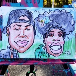 Drawing caricatures at the Tiny House Festival