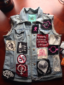 genderphobia:  genderphobia:  requested by buttlas i have 2 more incomplete vests,but the first I’ve made/worn maybe a year or so and the second i made a while back but just started wearing   DIZ MY WORK YAY 