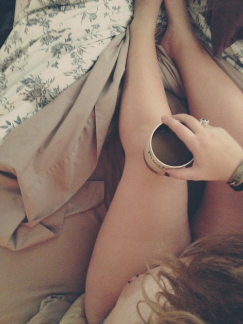 morning coffee is best servedover bedsheets witha side of rehashing the night beforeasleepylioness:P