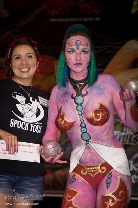 danny-cee-:  toastee227:  “Goddess of the Galaxy” by 1st prize winner Jasmine Ringo. Photography by Ken Elsner. I’m so grateful I had the opportunity to model for the Las Vegas Bodypaint Throwdown Jamtacular at the Art-N-Ink Expo. It was