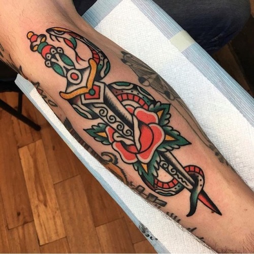 oldlinesblog: #tattoo by @ianwtattoo  #tattoos #tattooart #tradition #traditional #colortattoo