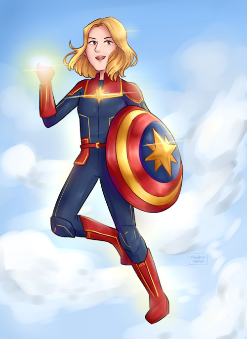 shallowvenus:  captain marvel with a shield, for @/samchurro’s DTIYS on instagram [original is