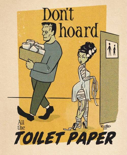 Monster-themed covid pinup PSAs