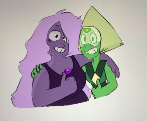 obsessedwithamedot: Peridot and Amethyst believe in you!!