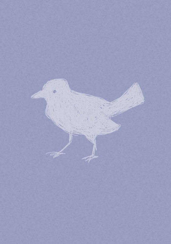 digital art of a bird silhouette over a pale blue background. the bird is drawn with shaky sketch lines in a color lighter than the background's.