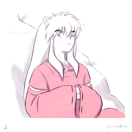 I loved this prompt, thank you, anon! My interpretation was for Inuyasha to get distracted by Kagome