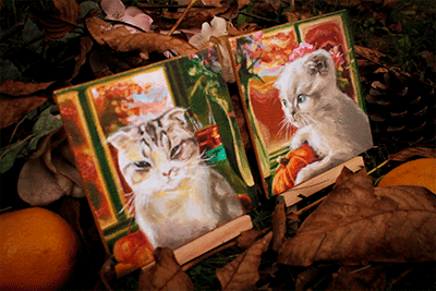 saralucasi:  Meredith and Olivia taylorswift; autumnal cats Two 10 x 10 cm acrylic