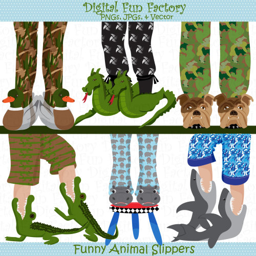 Animal Clip Art “Slippers Animal Clip Art” Funny ANIMAL Feet Cute Clipart Animals Clip A