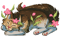 A drawing of a fluffy cat sleeping