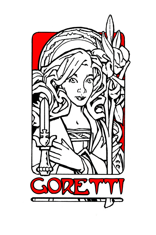 Saint Maria Goretti. Devotional illustration in art nouveau style for a client in Virginia, 2014.  F