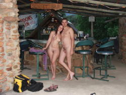 reallifenudism:  I don’t know who this young couple are but they are having a lovely time at Harmony Nature Farm nudist resort in South Africa! 