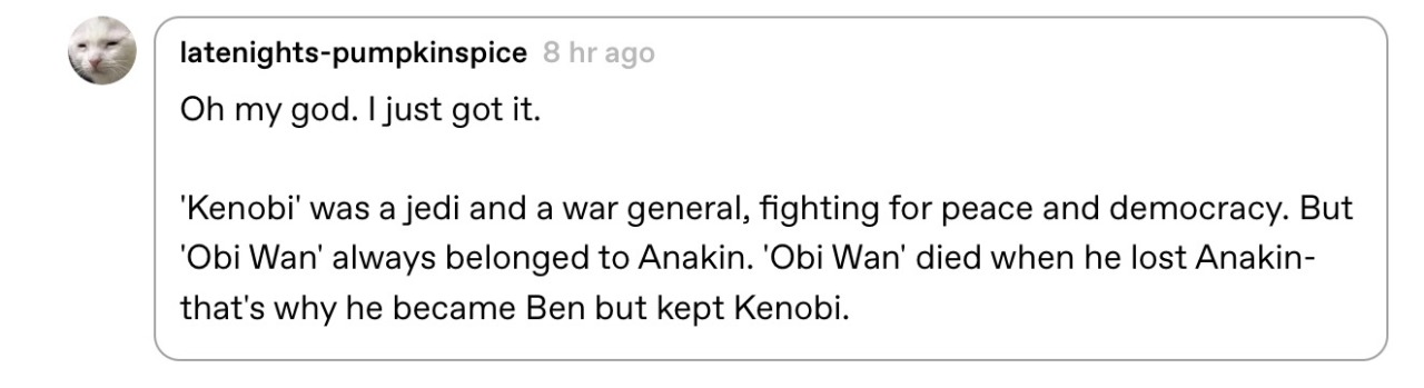 sith-obikin:sith-obikin:For me, across the prequels, through the original trilogy, there’s a love-story dynamic with these two that goes through the whole thing.Deborah ChowOkay, you had no right to break our hearts like that😭 @latenights-pumpkinspice