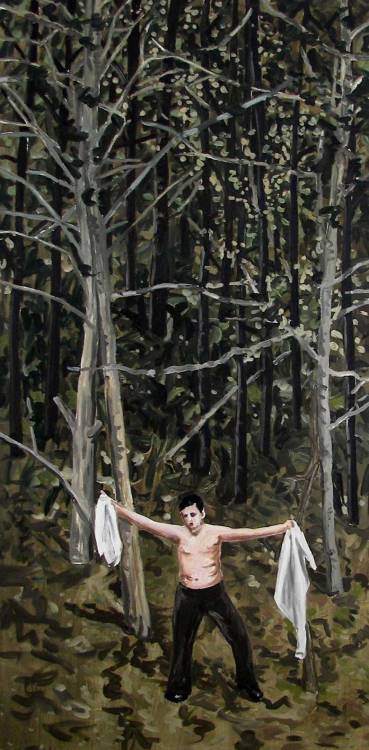 Survivor   -   Richard Bosman , 2006American,b.1944-Oil on canvas ,36 x 72 cm.