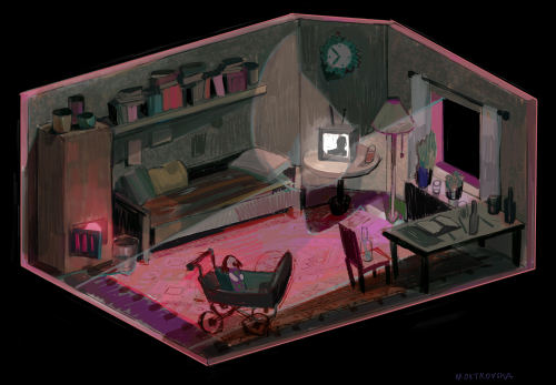 my oc’s ex-wife’s and their little daughter’s room in their family house from back