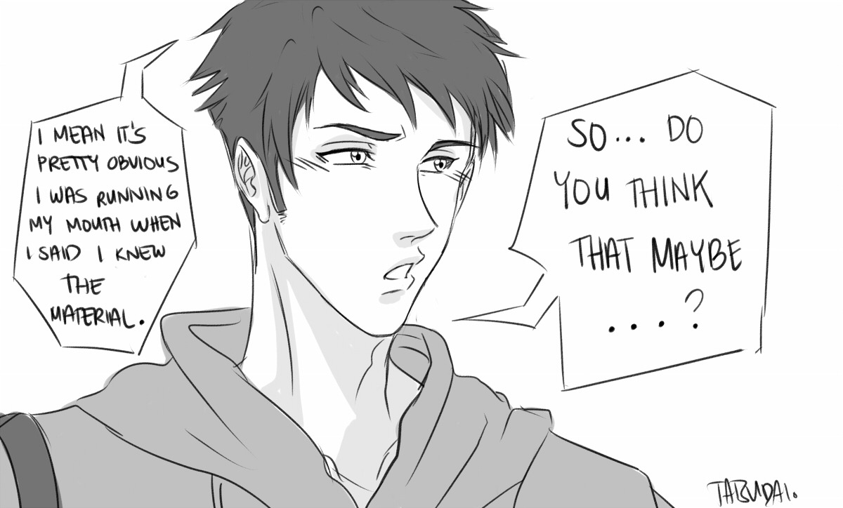 tatsudai:  doodled my favorite scene from porrimicide ‘s soumako tokyo univ fic