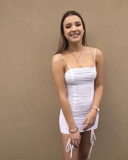 Pretty white tight dress on pretty cute blonde