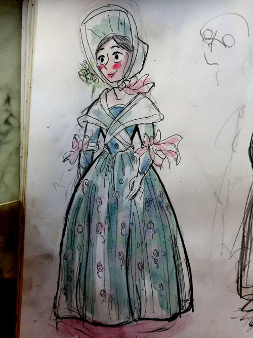 secretmellowblog:Some ruff Cosette fashion sketches, based on 1830s fashion platesOne of my fave Bri