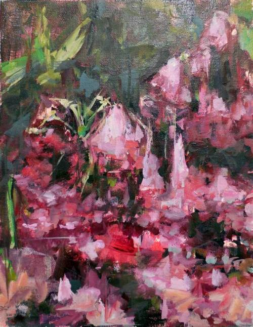 Hyunju Kim (Korean, b. South Korea, based Portland, OR, USA) - Last Spring (Diptych)  Paintings: Oil