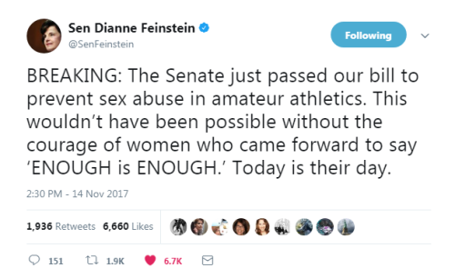SourceBREAKING: The Senate just passed our bill to prevent sex abuse in amateur athletics. This woul