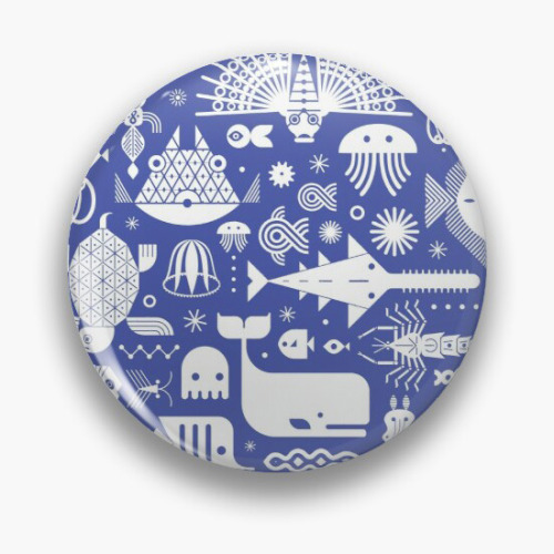 blue and white sealife pattern, available on redbubble.com