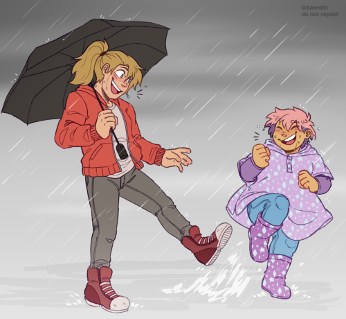 Adora and Glimmer playing in the rain for a kofi!