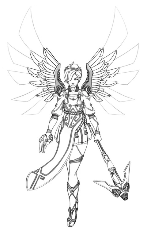Mercy Fanart Commission I’m working on. Wanted to post progress before coloring.