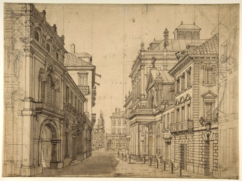 Design for a theatre stage set of an Italian cityscape