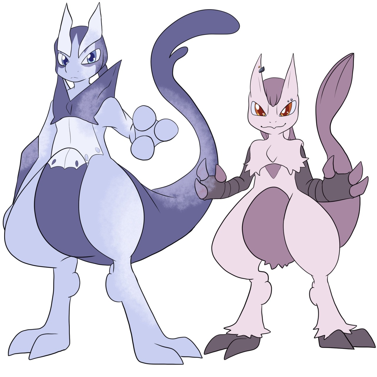 mew, mewtwo, and mega mewtwo y (pokemon) drawn by fukidashi_cotton