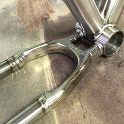 strange-measure: Triton CNC 2.5” yoke welded to a 29er frame, raw weldTriton Bikes