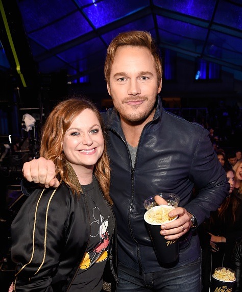 chrisprattdelicious:   Amy Poehler and Chris Pratt attend the 2016 MTV Movie Awards at Warner Bros. 