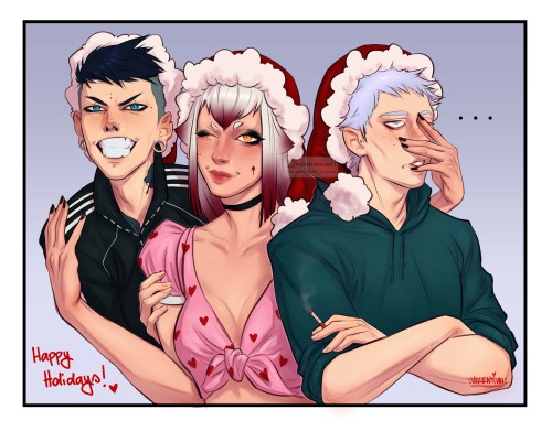 Happy Holidays from me and my ocs! &lt;3